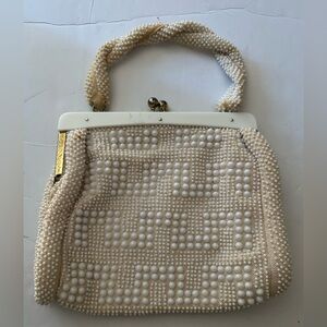 Vintage 1950's John Wind White Beaded purse